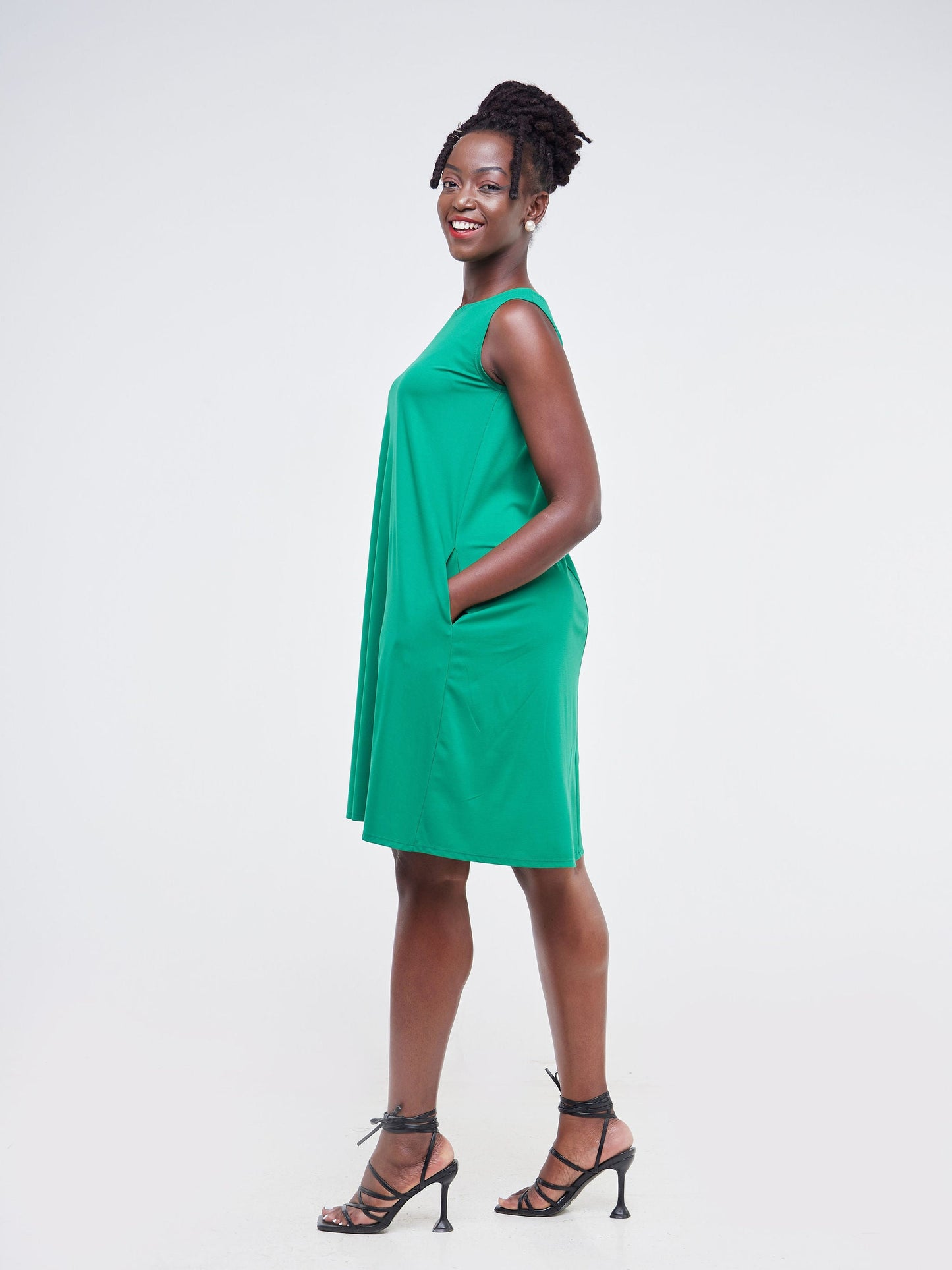 Vivo Basic Sleeveless Kena Tent Dress - Green