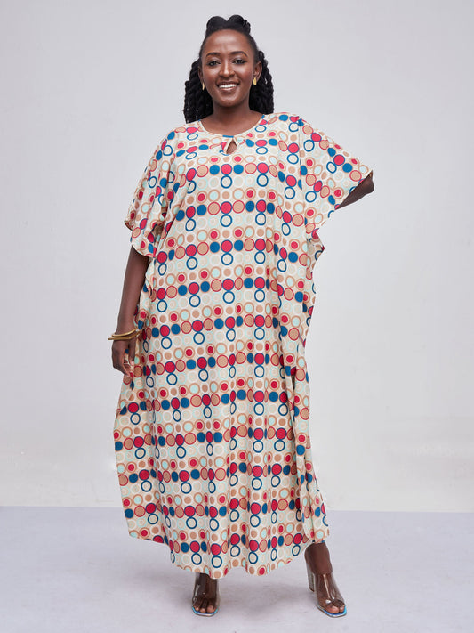 Vivo Sierra Maxi Kaftan - Taupe Abstract Print