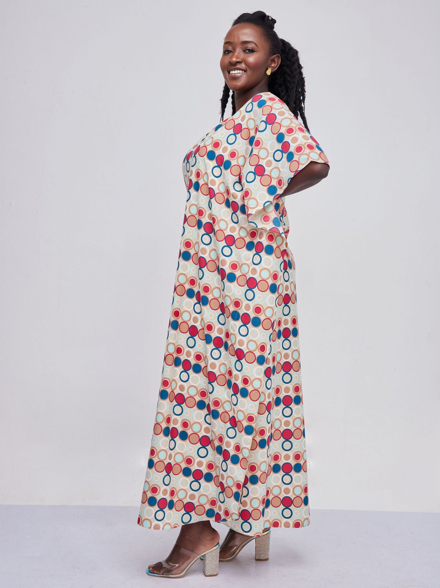 Vivo Sierra Maxi Kaftan - Taupe Abstract Print