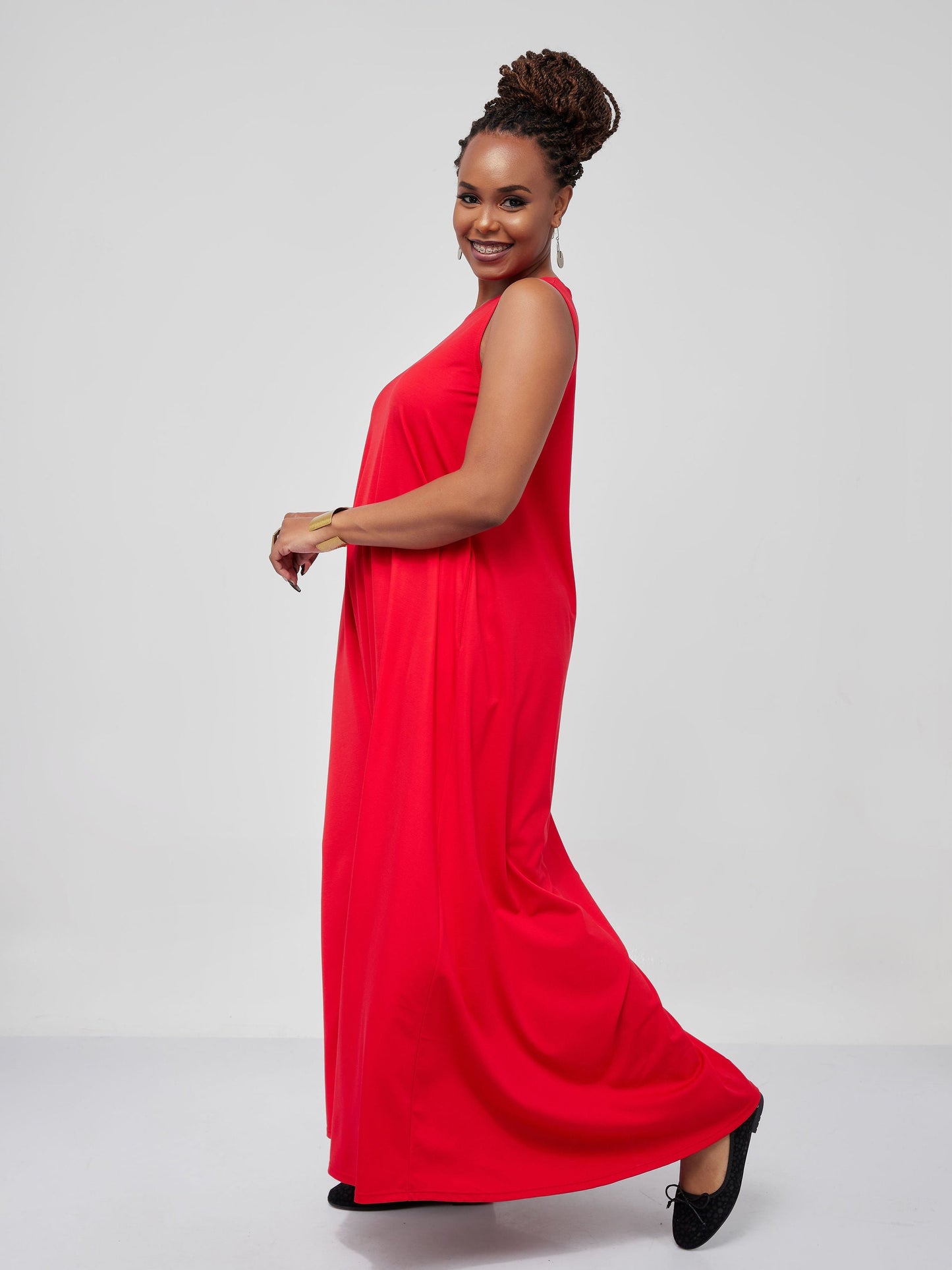 Vivo Basic Sleeveless Kena Tent Maxi Dress - Red