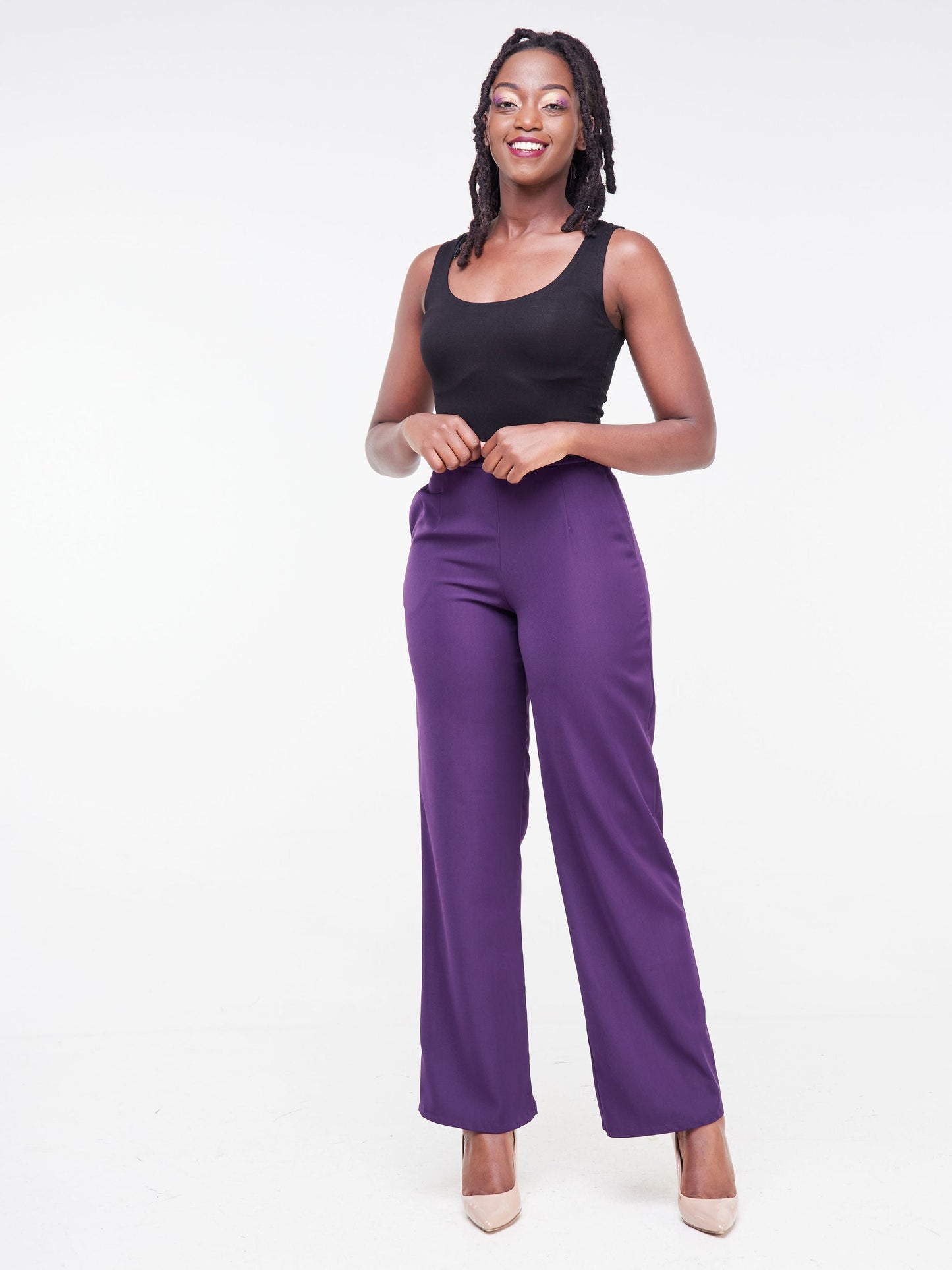 Vivo Fahari Straight Leg Pants - Dark Purple