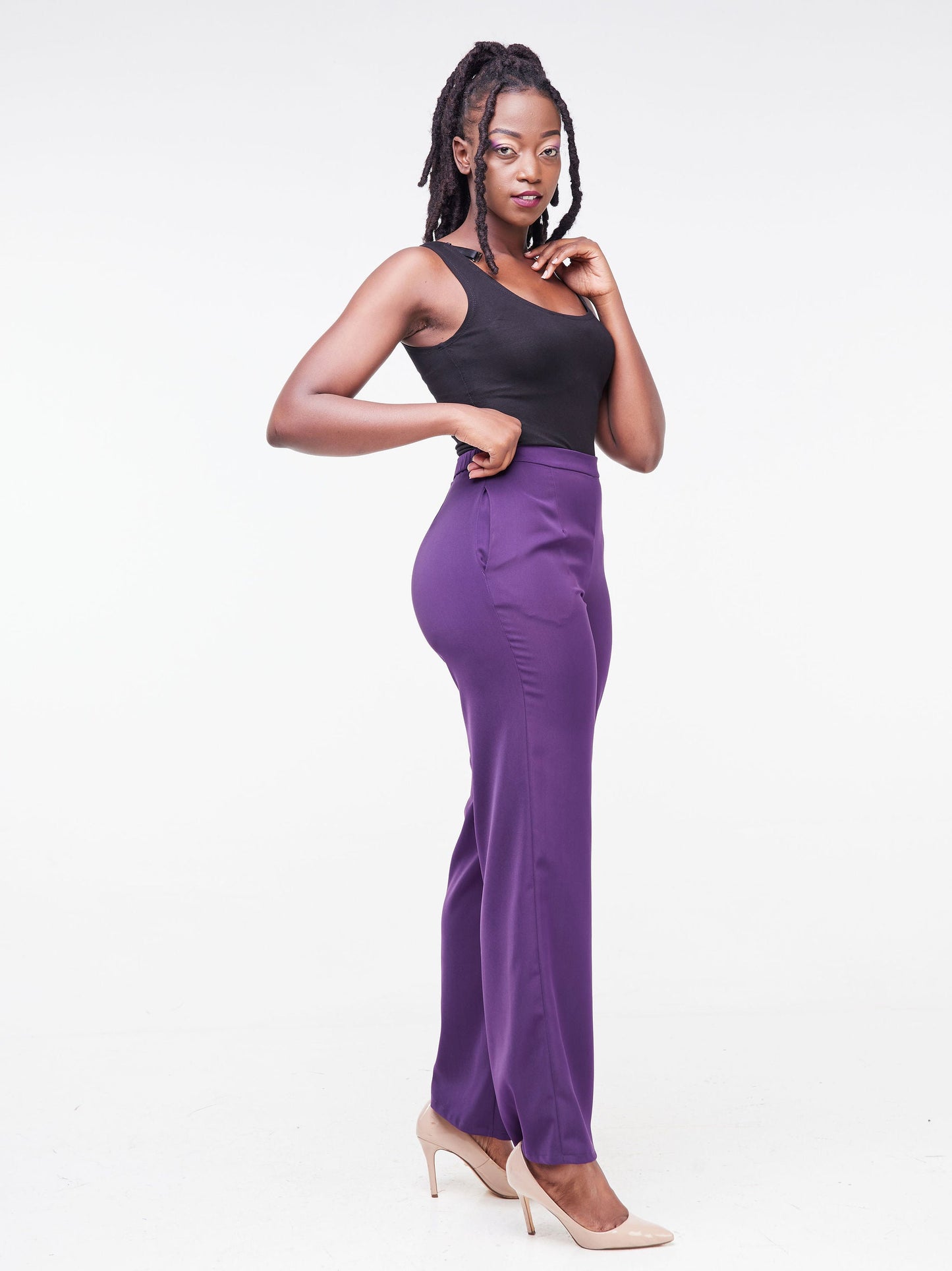 Vivo Fahari Straight Leg Pants - Dark Purple