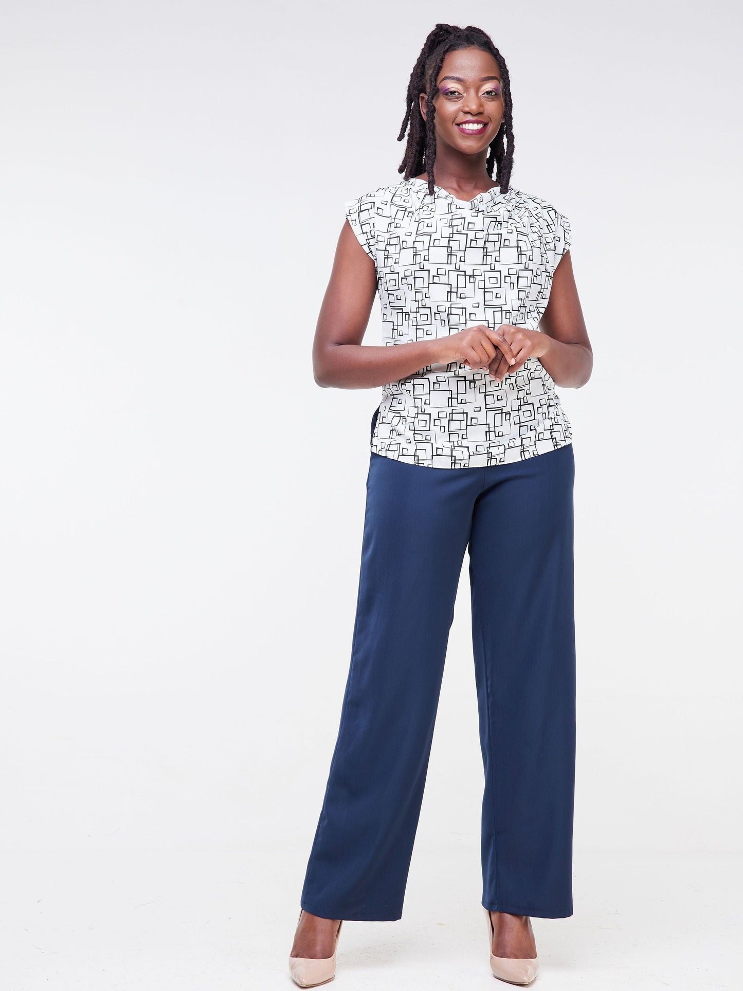 Vivo Fahari Straight Leg Pants - Navy Blue