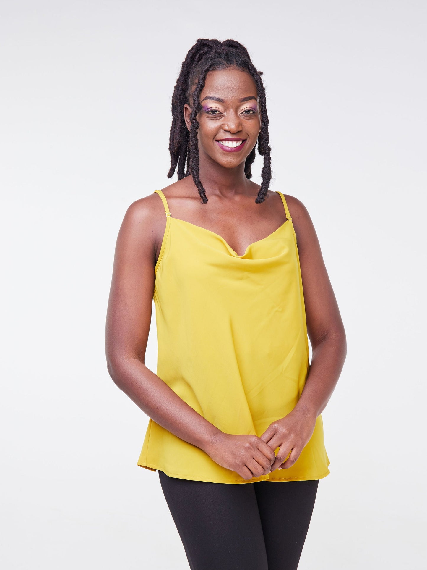 Vivo Fahari Strappy Cowl Top - Mustard