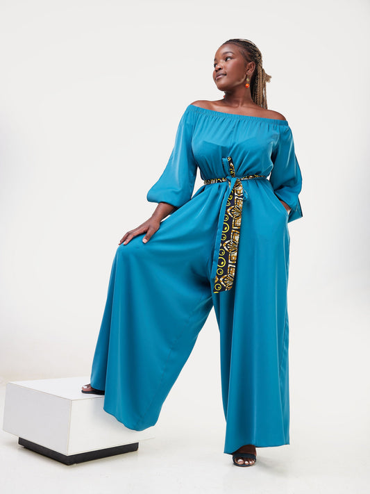 Vivo Yumi Off Shoulder Jumpsuit  - Teal