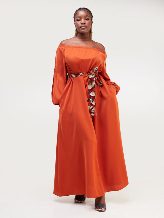 Vivo Yumi Off Shoulder Maxi Dress - Rust