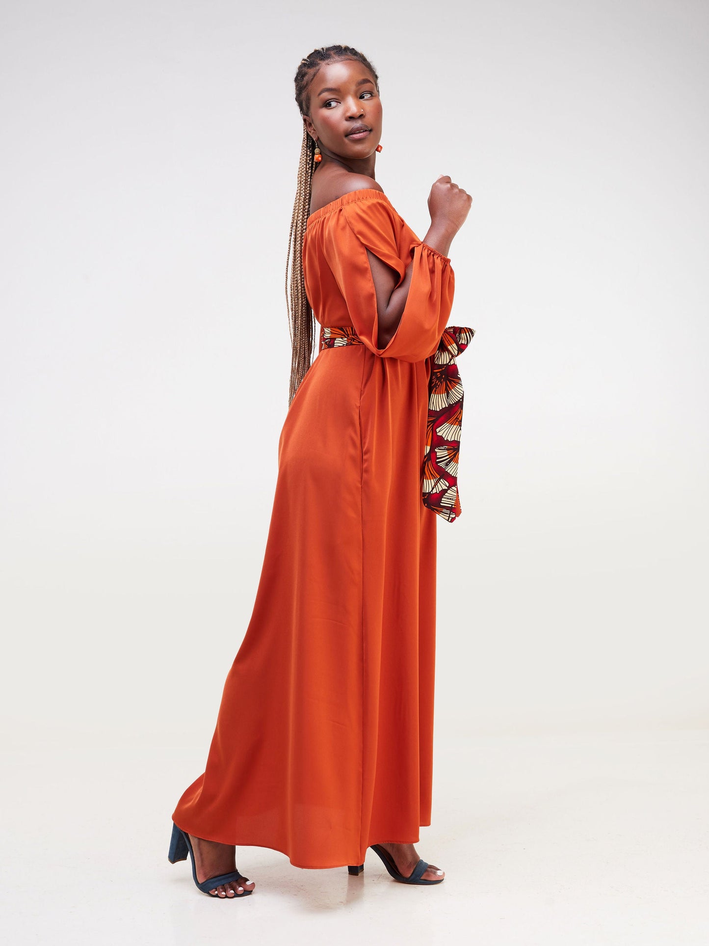 Vivo Yumi Off Shoulder Maxi Dress - Rust