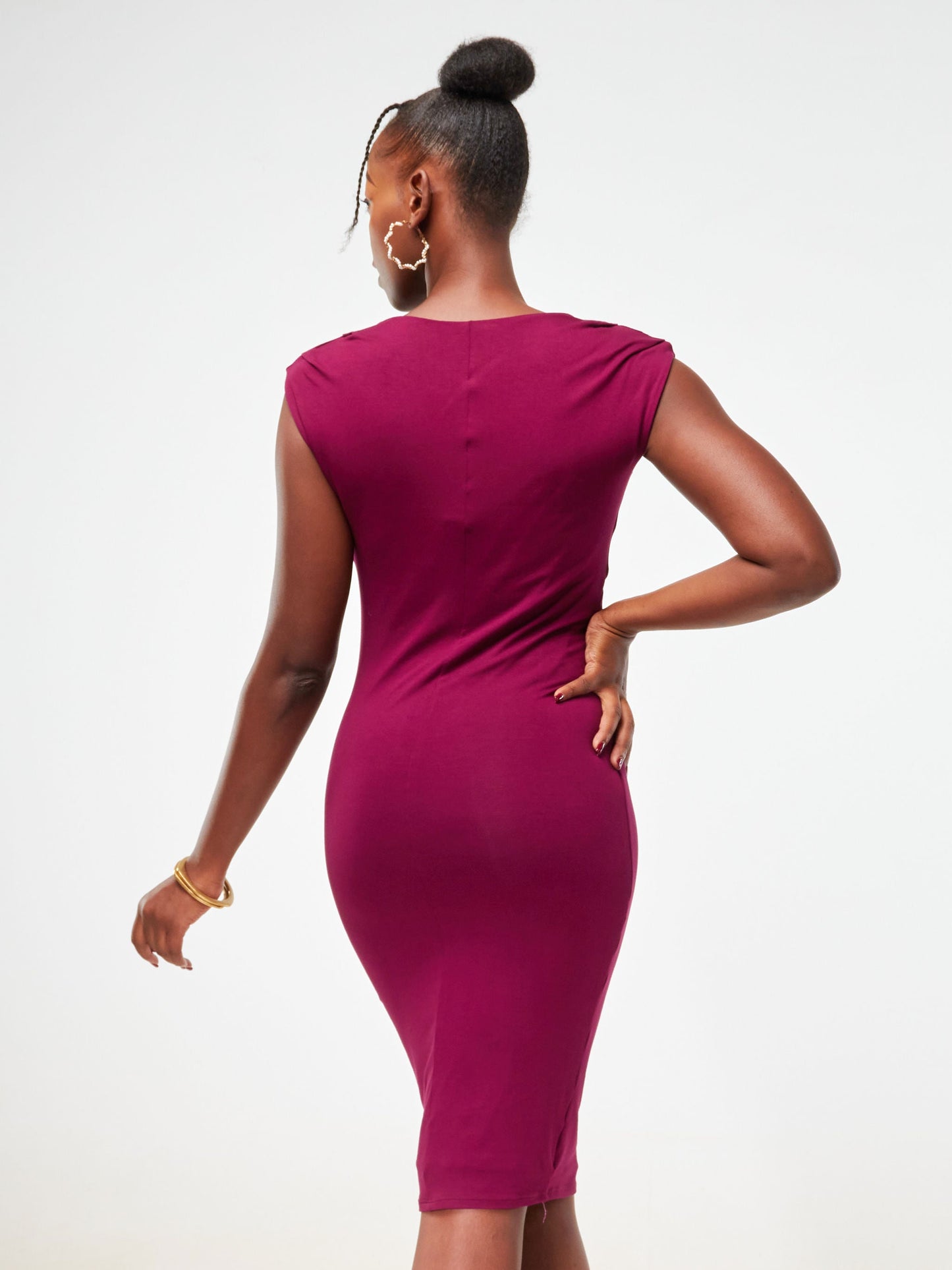 Vivo Fahari Cowl Drape Bodycon - Burgundy