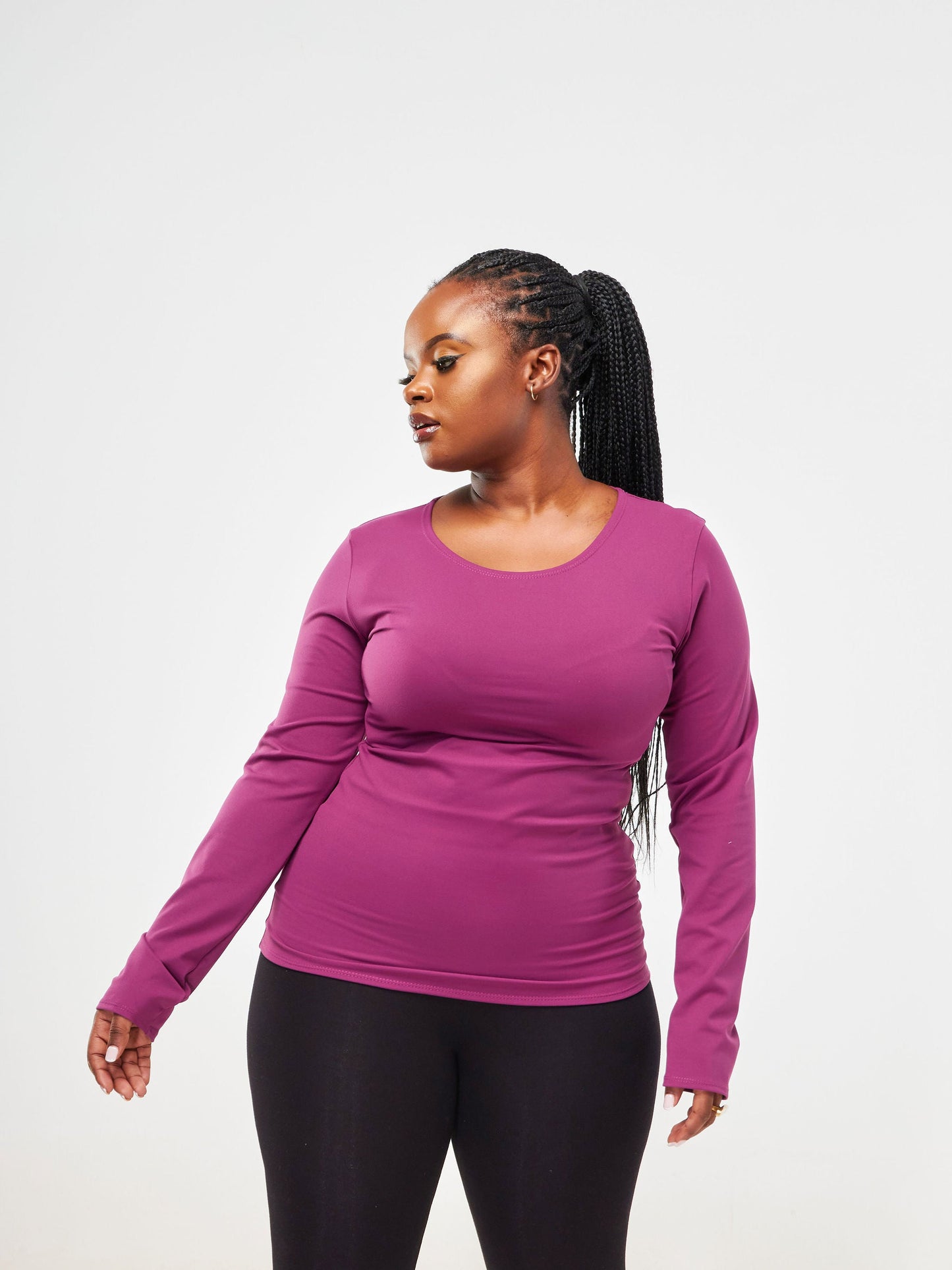 Vivo Fitness Fitted Long Sleeve Top - Purple