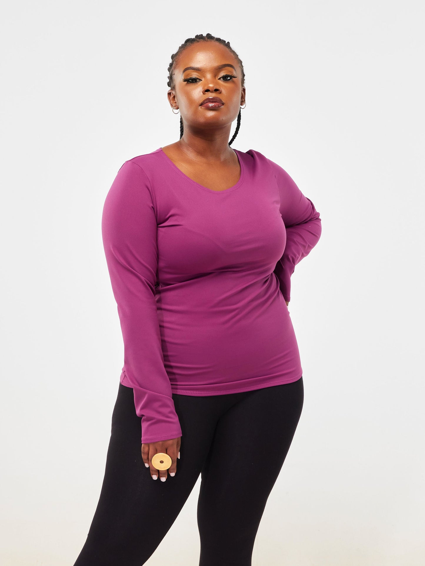 Vivo Fitness Fitted Long Sleeve Top - Purple