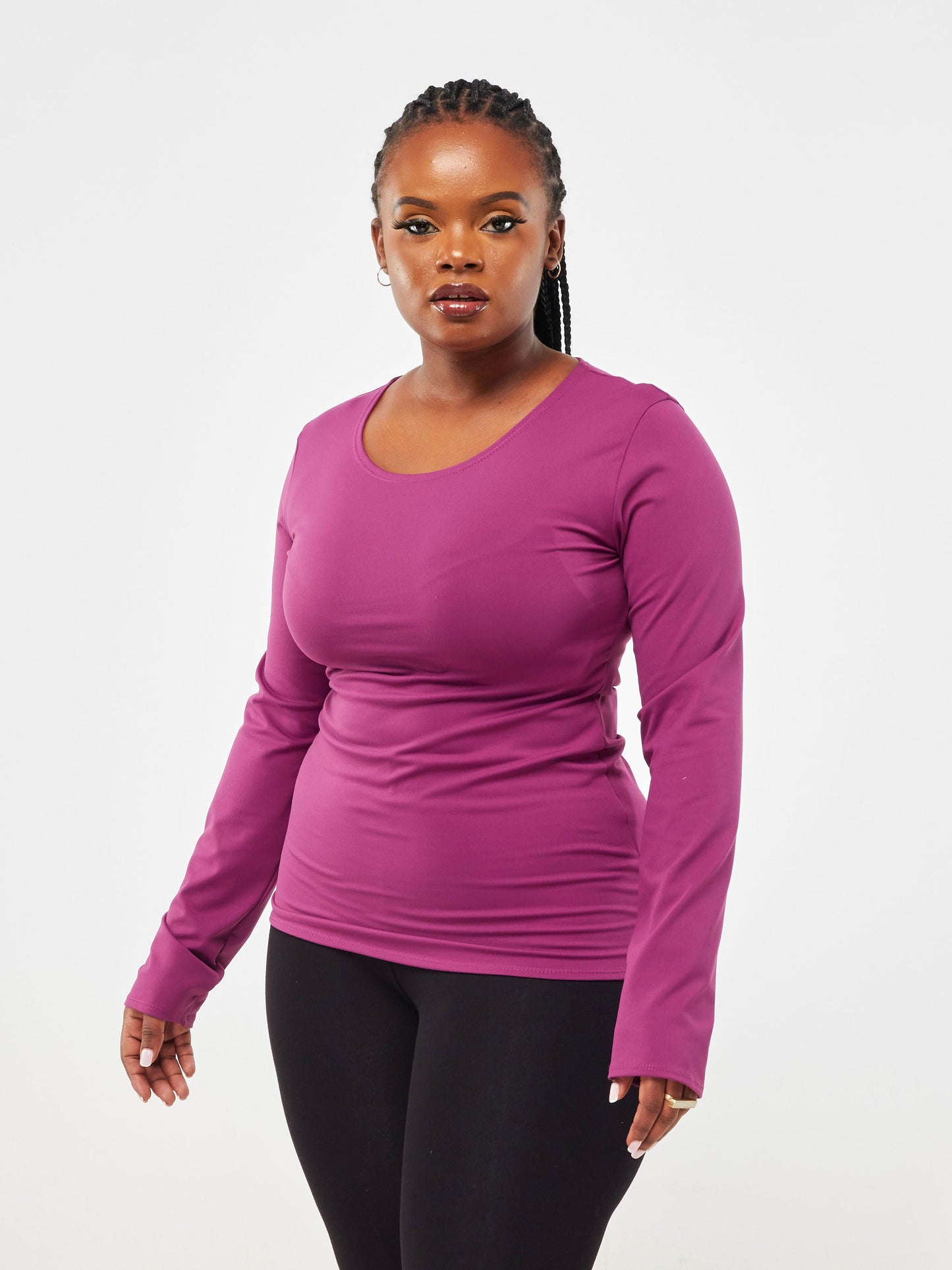 Vivo Fitness Fitted Long Sleeve Top - Purple