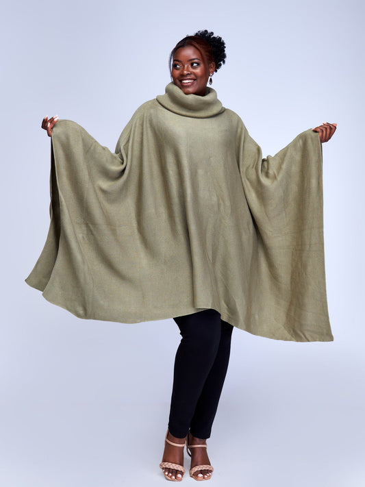 Vivo Turtleneck Knit Poncho - Hunters Green