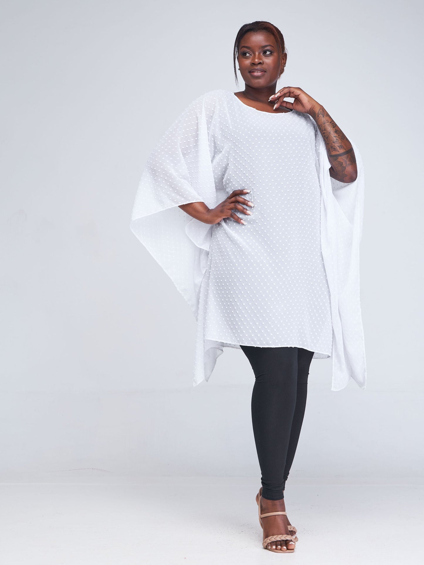 Vivo Basic Destiny Chiffon Top - White Textured