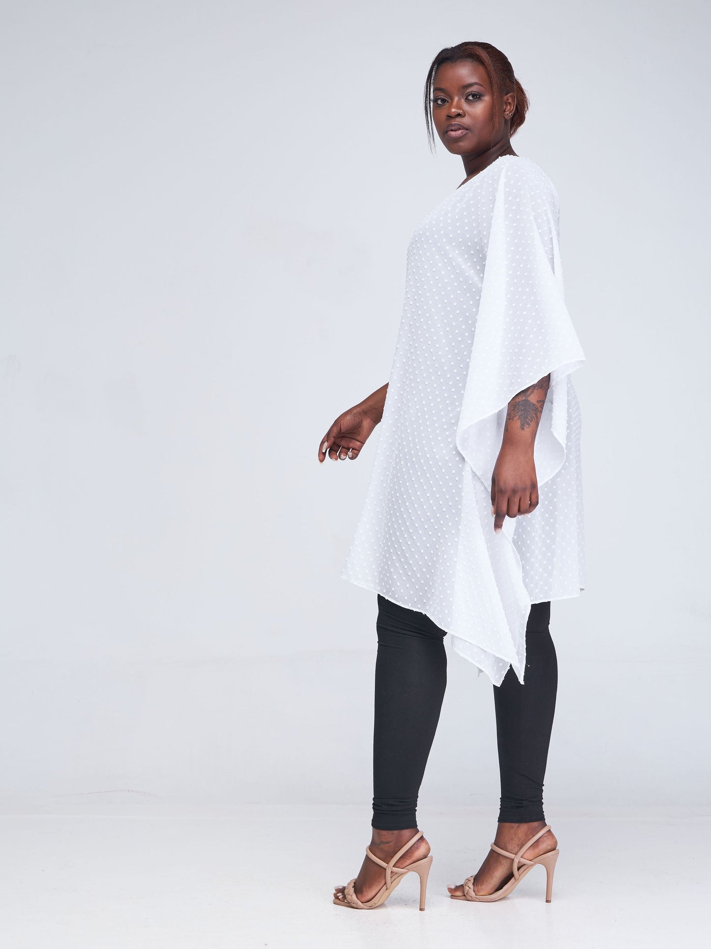Vivo Basic Destiny Chiffon Top - White Textured