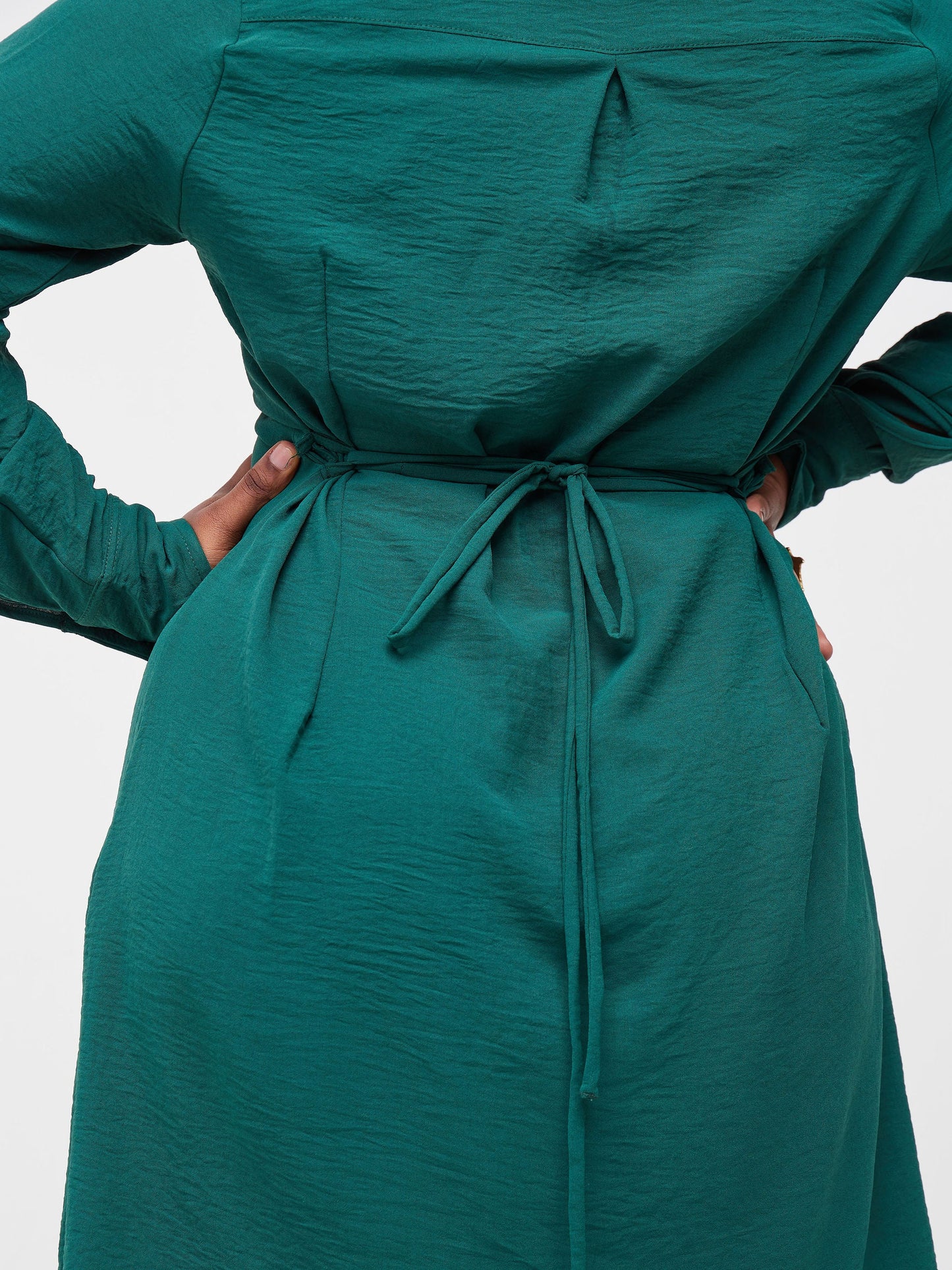 Vivo Tunu Long Sleeve Knee Length Shirt Dress - Green