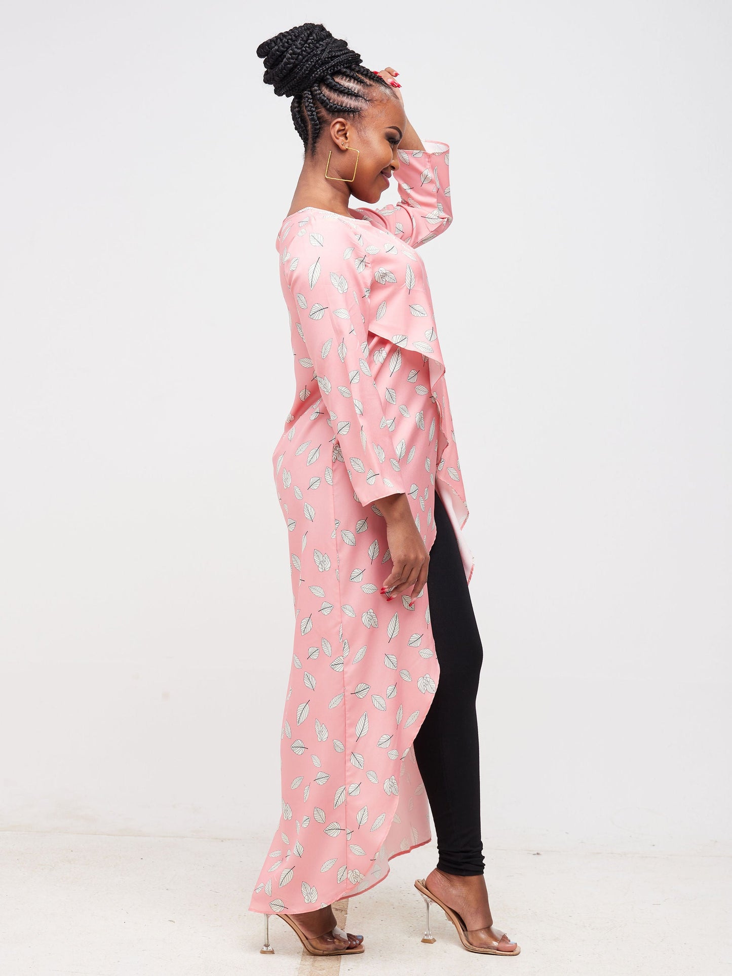 Vivo Tana 3/4 Tulip Sleeve Overlap Maxi Top - Pink Floral Print