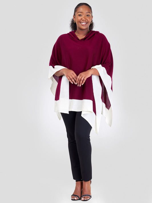 Vivo Basic Dada Poncho - Raspberry / Off-white