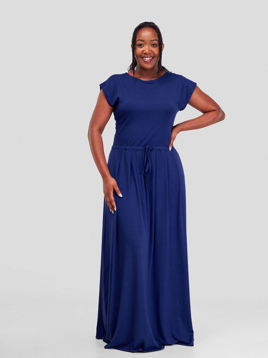 Vivo Amara Drawstring Maxi Dress - Navy Blue