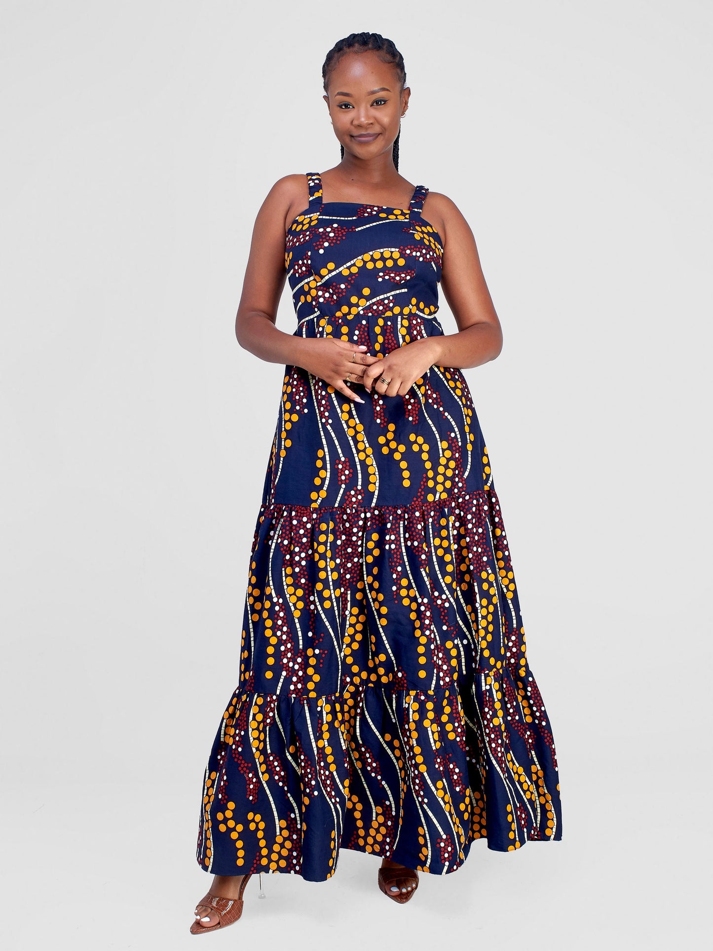 Safari Anga Strappy Tie Back Maxi Dress - Mvua Print