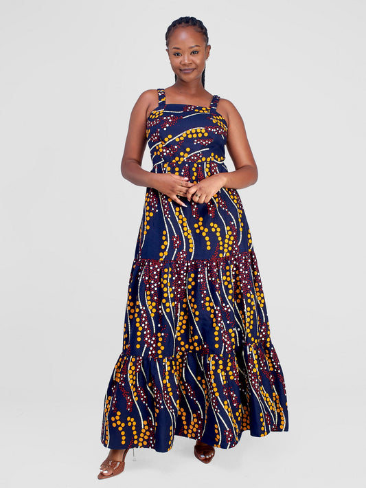Safari Anga Strappy Tie Back Maxi Dress - Mvua Print