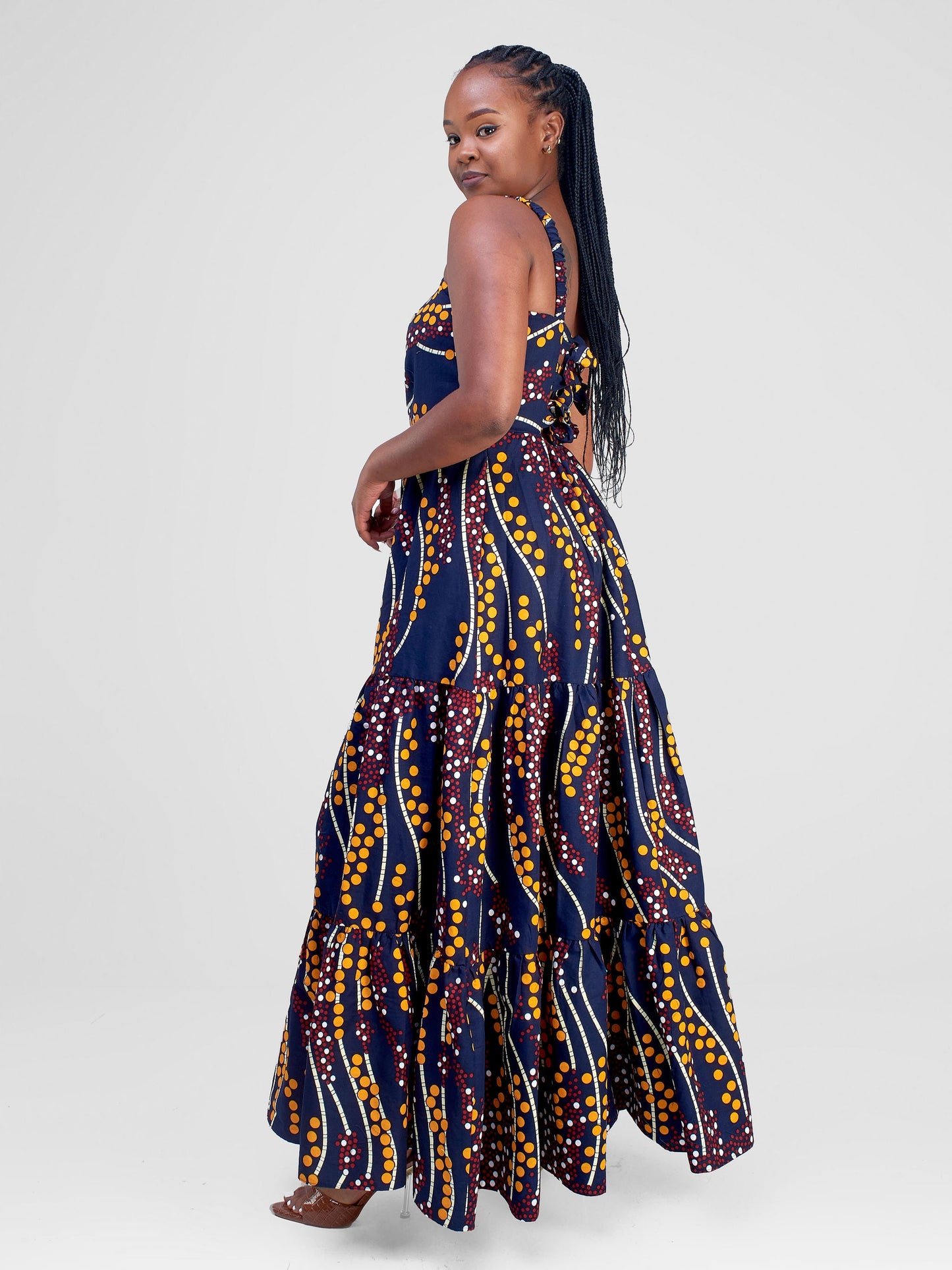 Safari Anga Strappy Tie Back Maxi Dress - Mvua Print