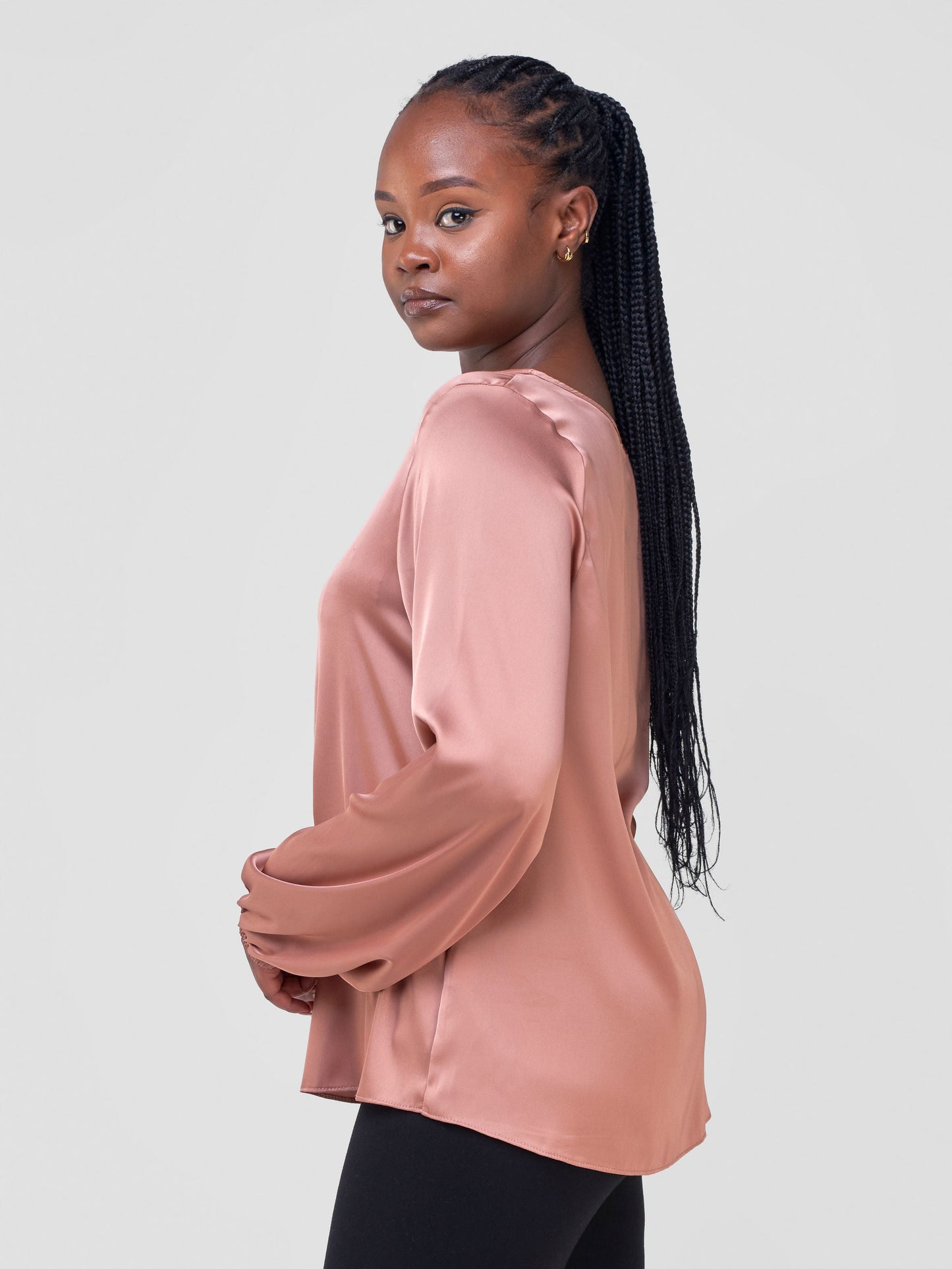 Vivo Sierra Bishop Satin Top - Brown