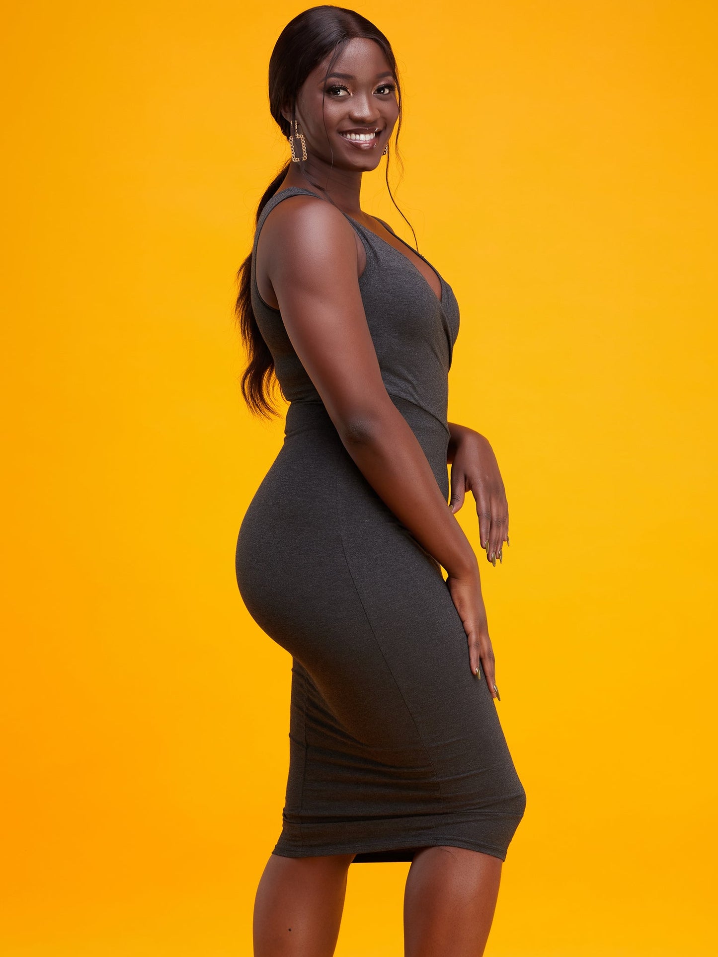 Vivo Zuri V- Neck Bodycon - Grey