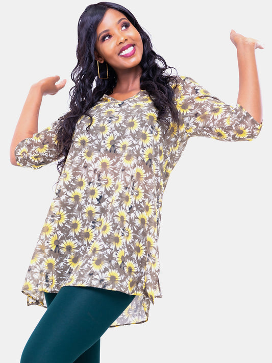 Vivo Basic Ayo Tunic Top - Yellow Print