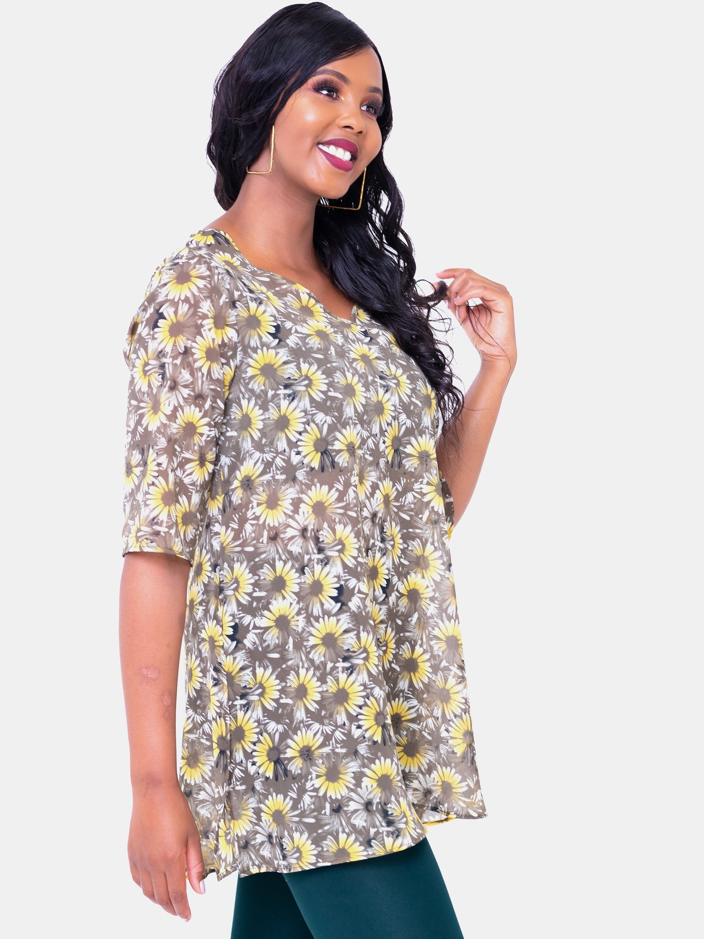 Vivo Basic Ayo Tunic Top - Yellow Print
