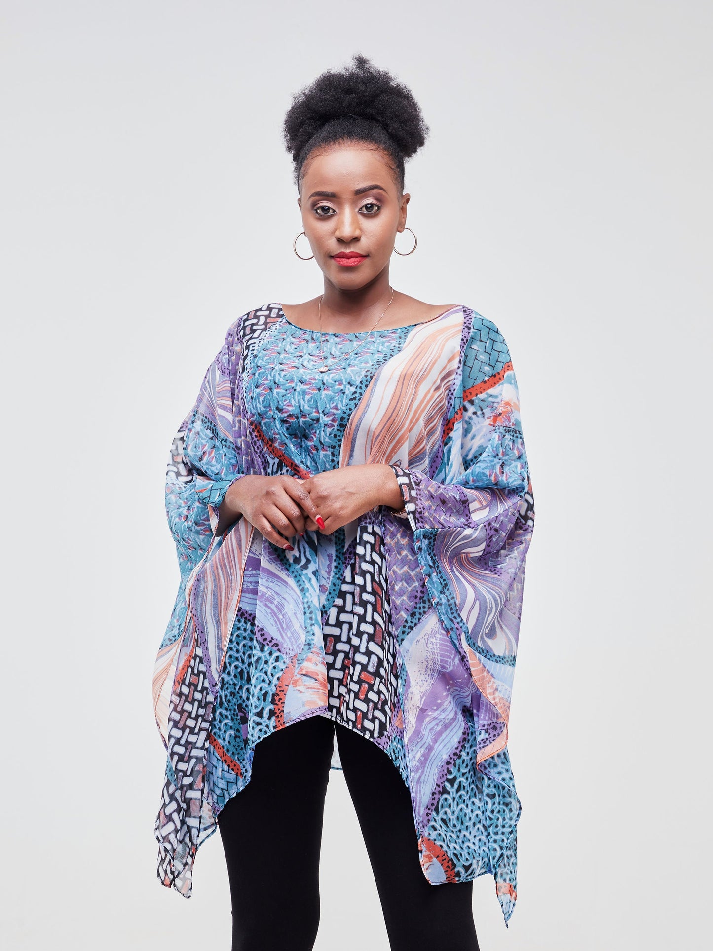 Vivo Ayana Wide Top - Blue / Purple Abstract Print