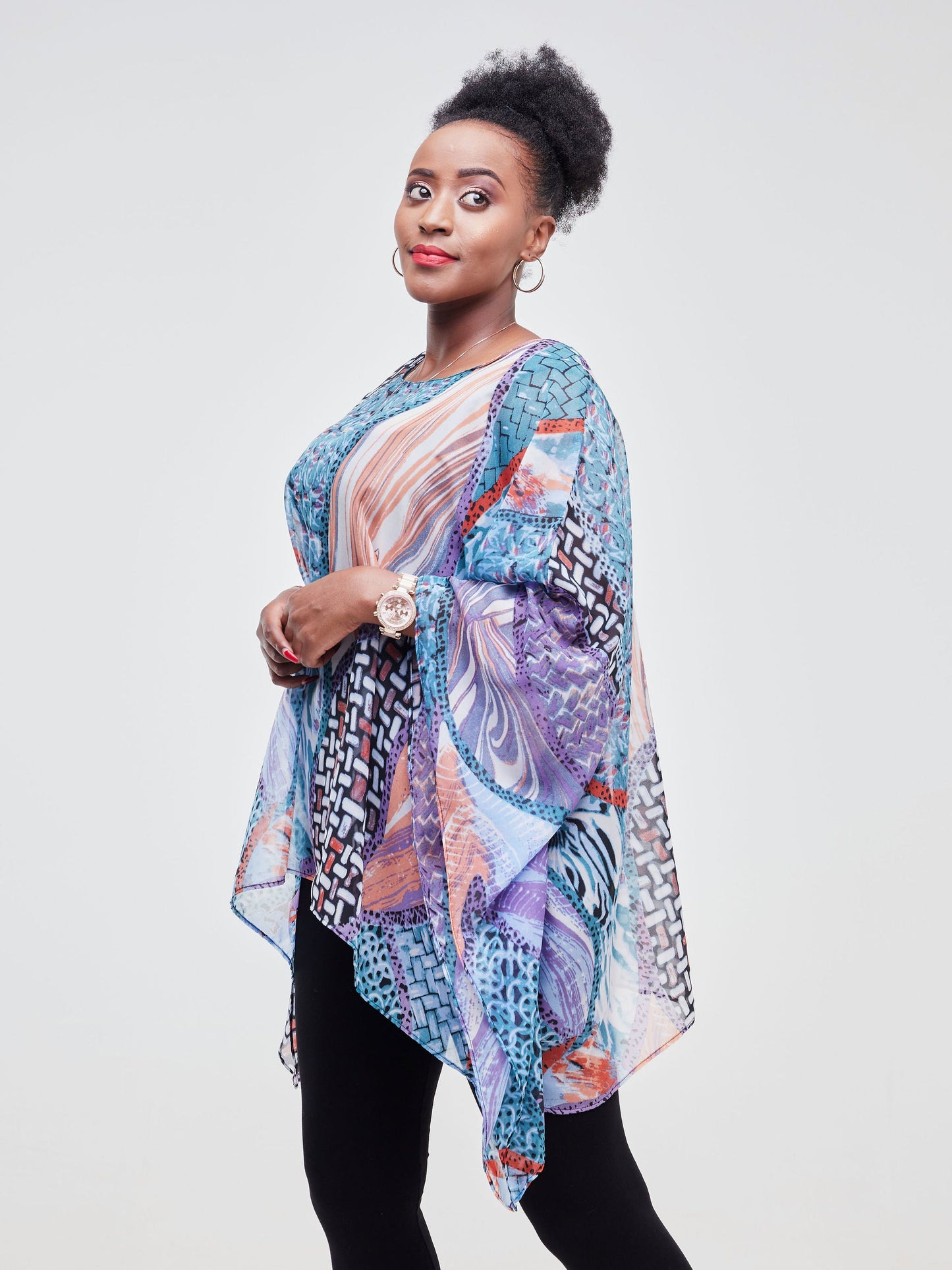 Vivo Ayana Wide Top - Blue / Purple Abstract Print