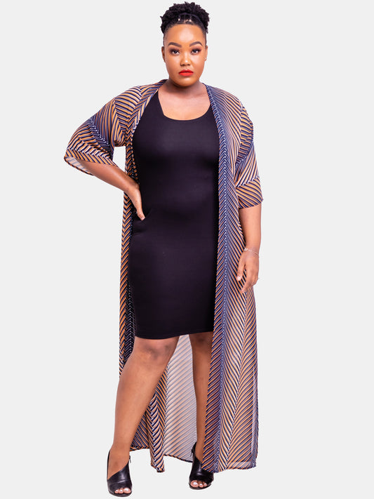 Vivo Basic Nandi A-Line Kimono - Brown Print