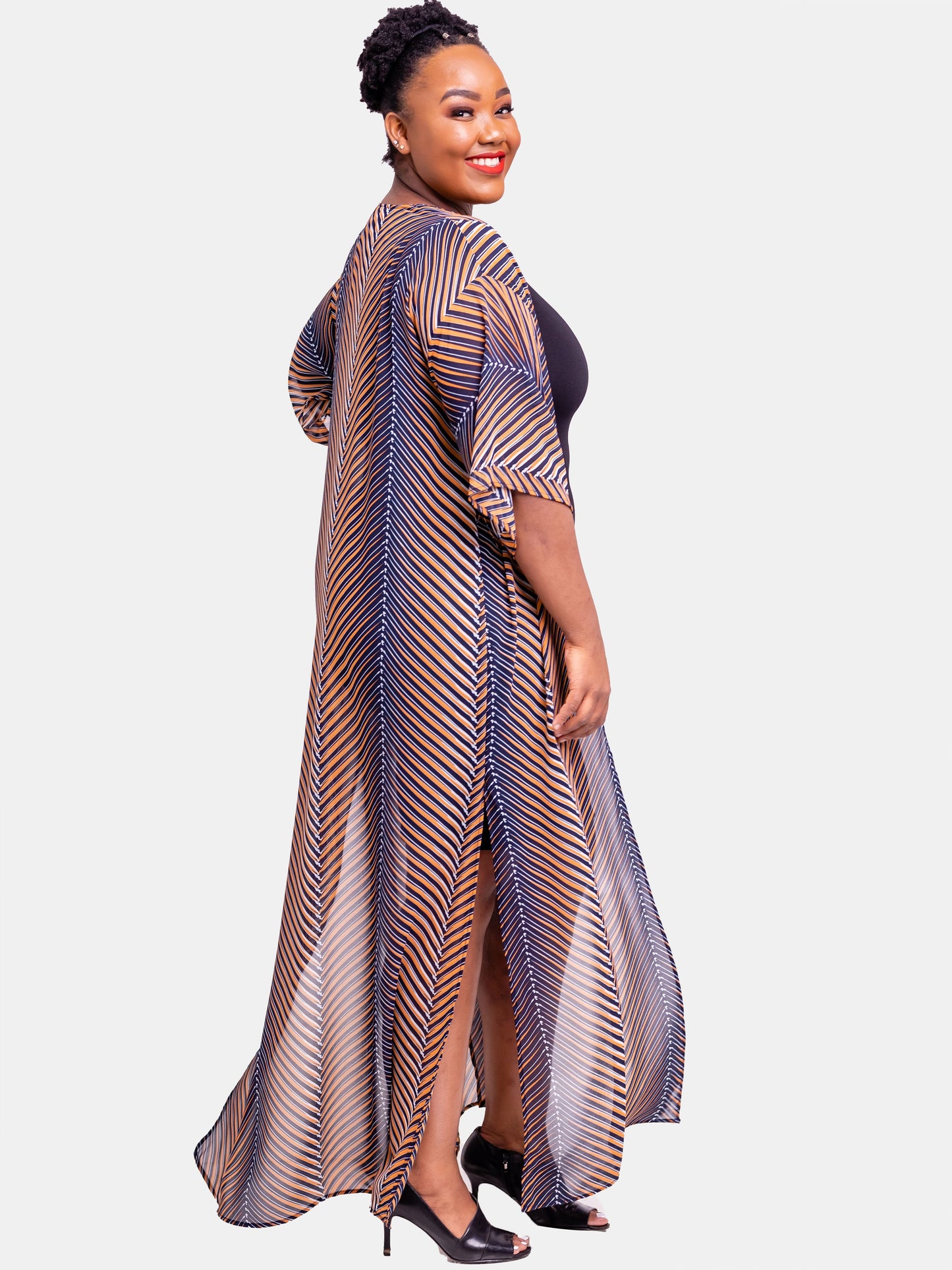 Vivo Basic Nandi A-Line Kimono - Brown Print