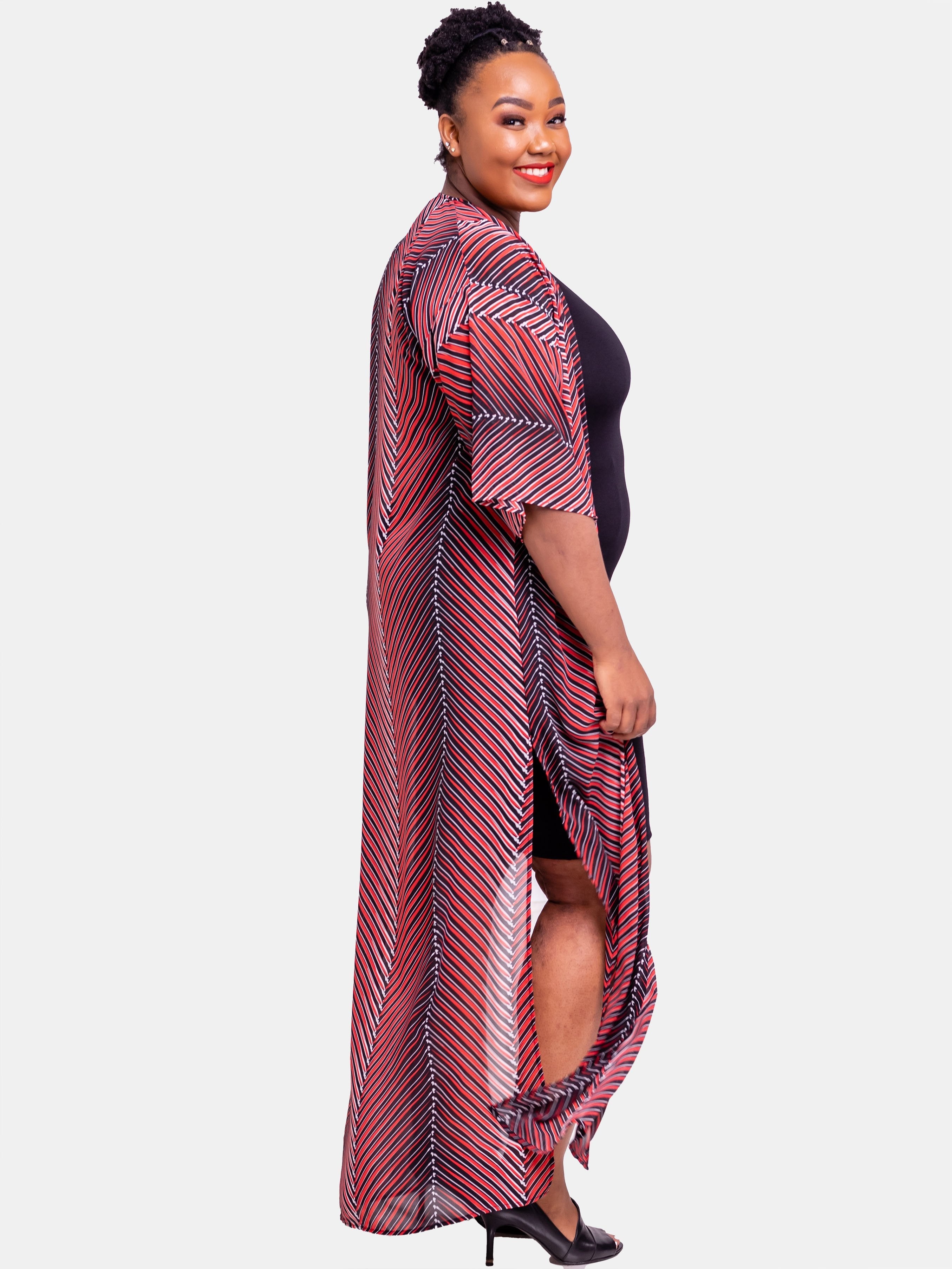Vivo Nandi A-Line Kimono - Red Print - Shop Zetu