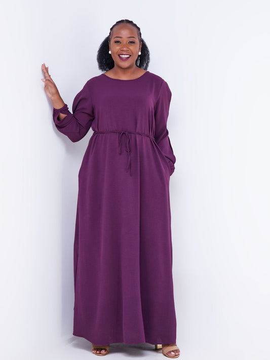 Vivo Tunu Long Slit Sleeve Tent Maxi Dress - Purple