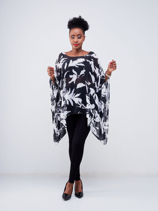 Vivo Ayana Wide Top - Black / White Abstract Print