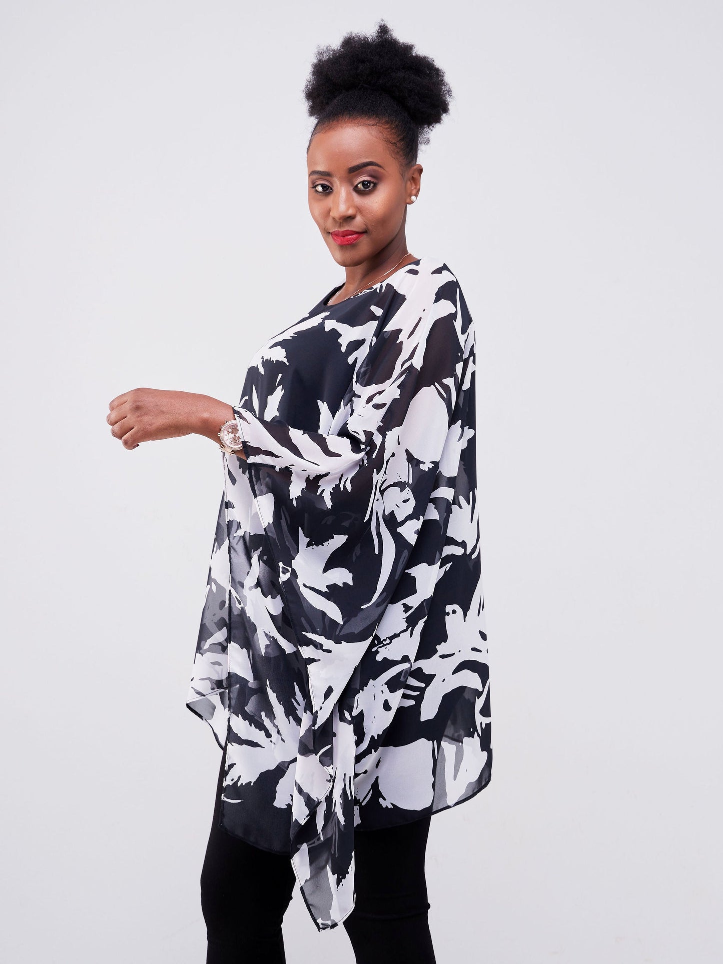 Vivo Ayana Wide Top - Black / White Abstract Print
