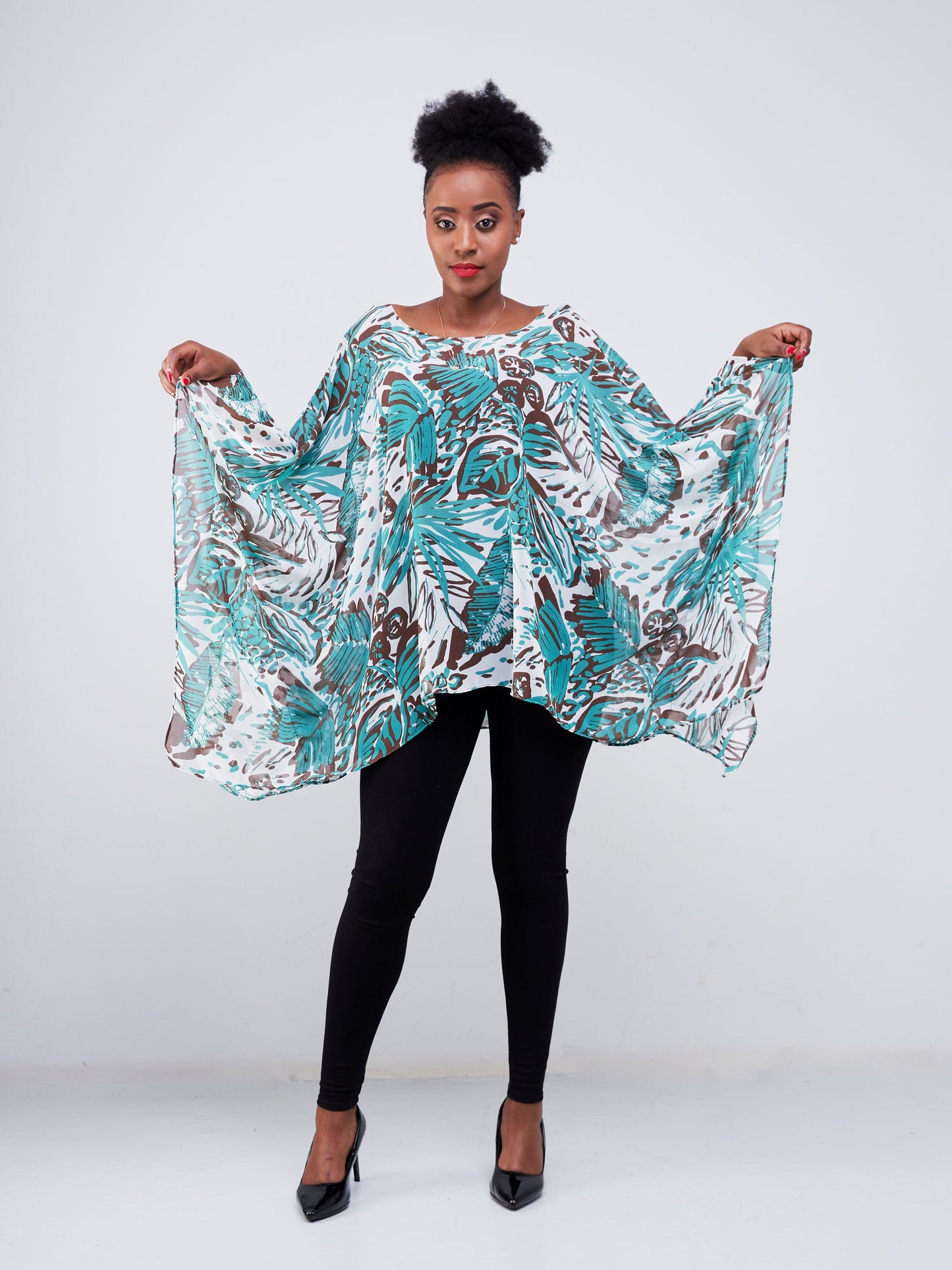 Vivo Ayana Wide Top - Green / Brown Abstract Print