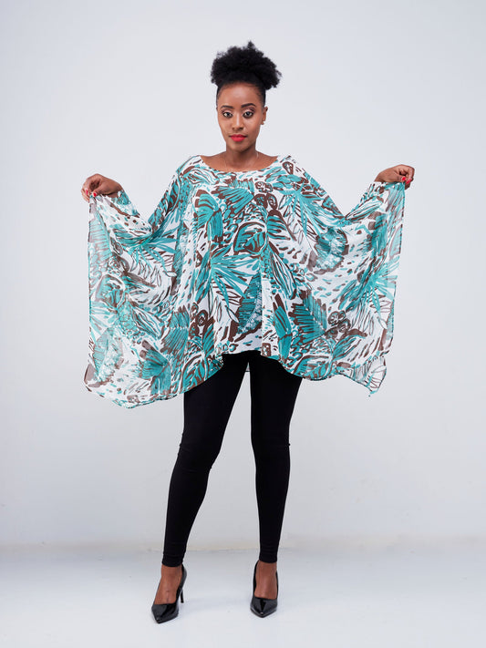 Vivo Ayana Wide Top - Green / Brown Abstract Print