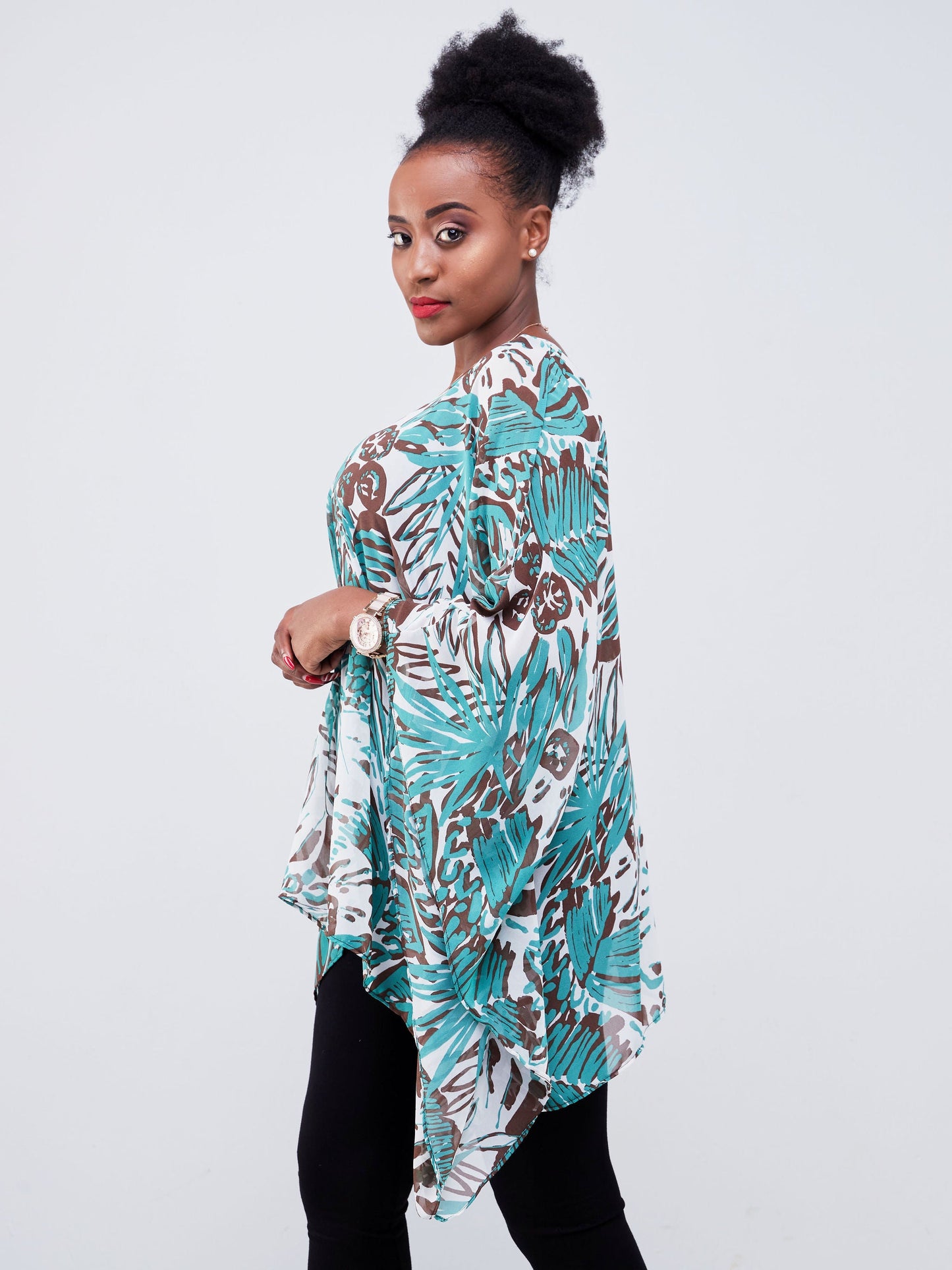 Vivo Ayana Wide Top - Green / Brown Abstract Print