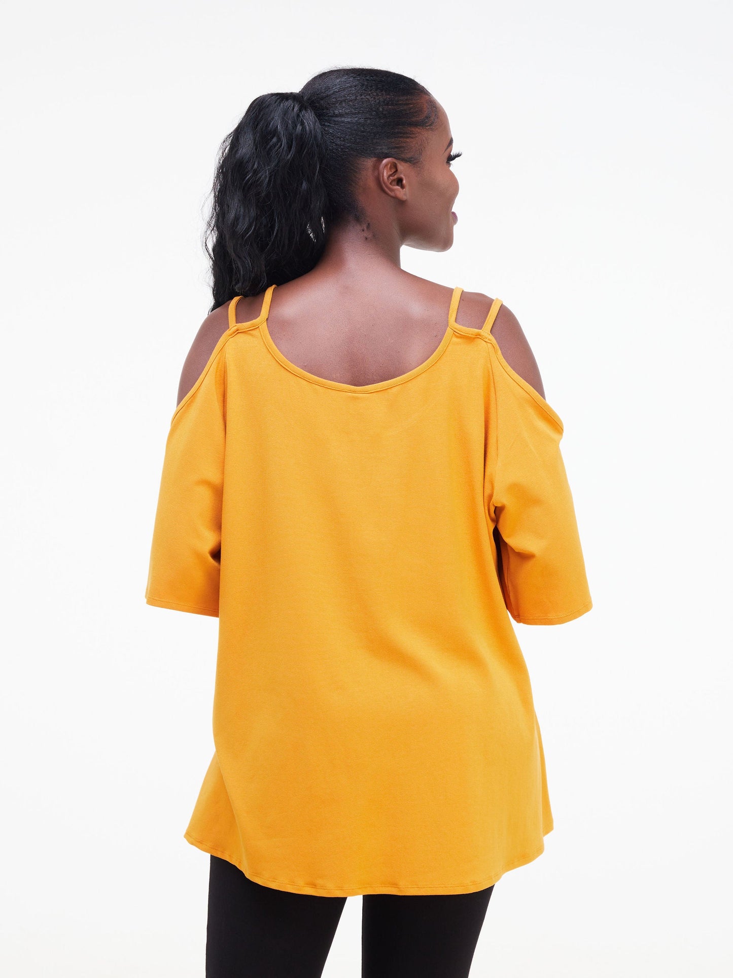 Vivo Lumi Strappy Cold Shoulder Top - Mustard