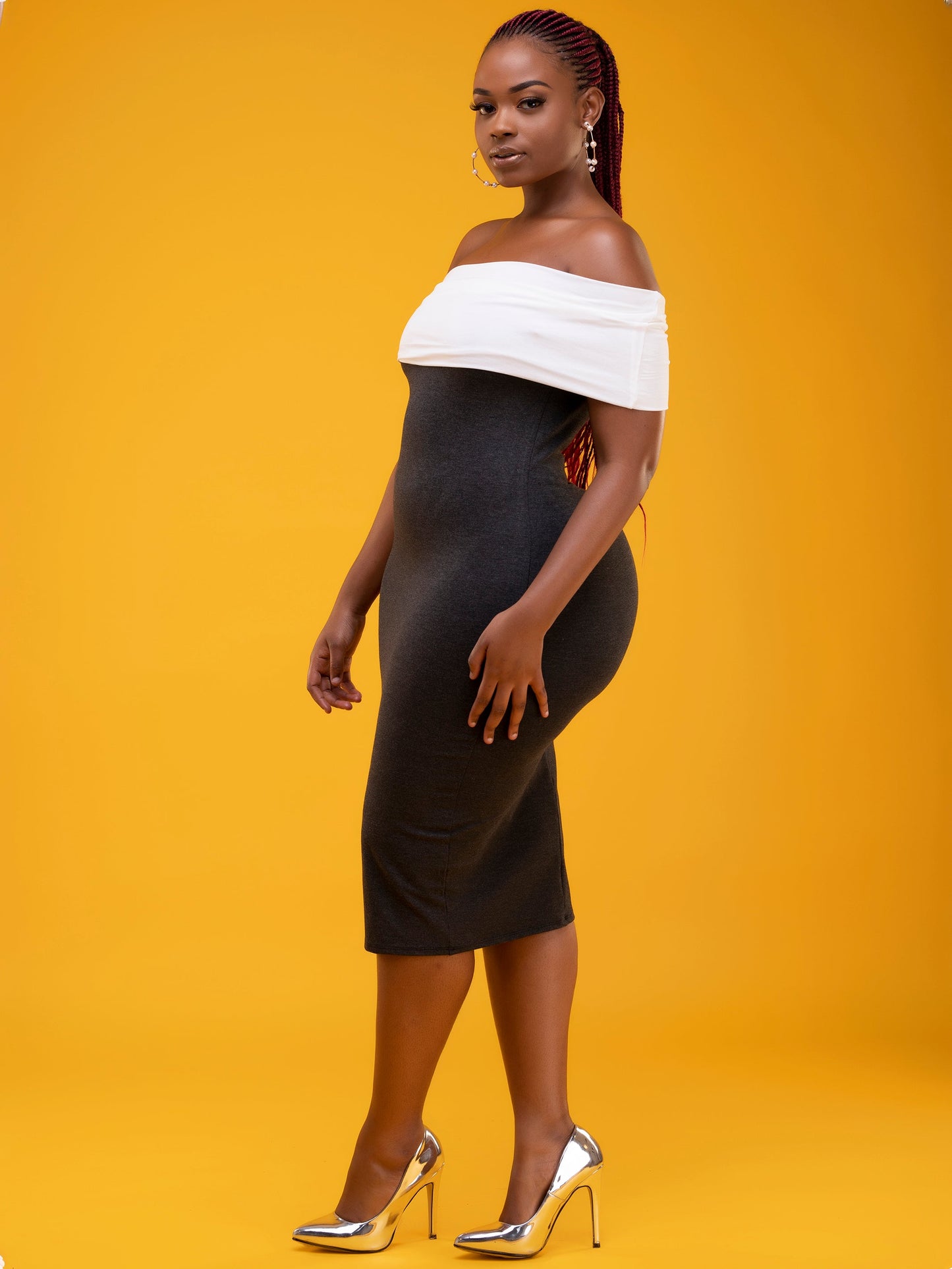 Vivo Basic Dada Bodycon Dress - Dark Grey