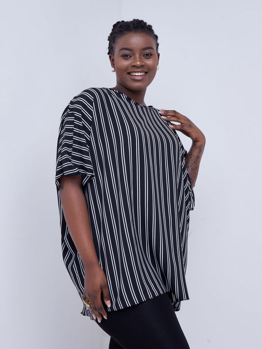 Vivo Mistari Dolman Top - Black Print