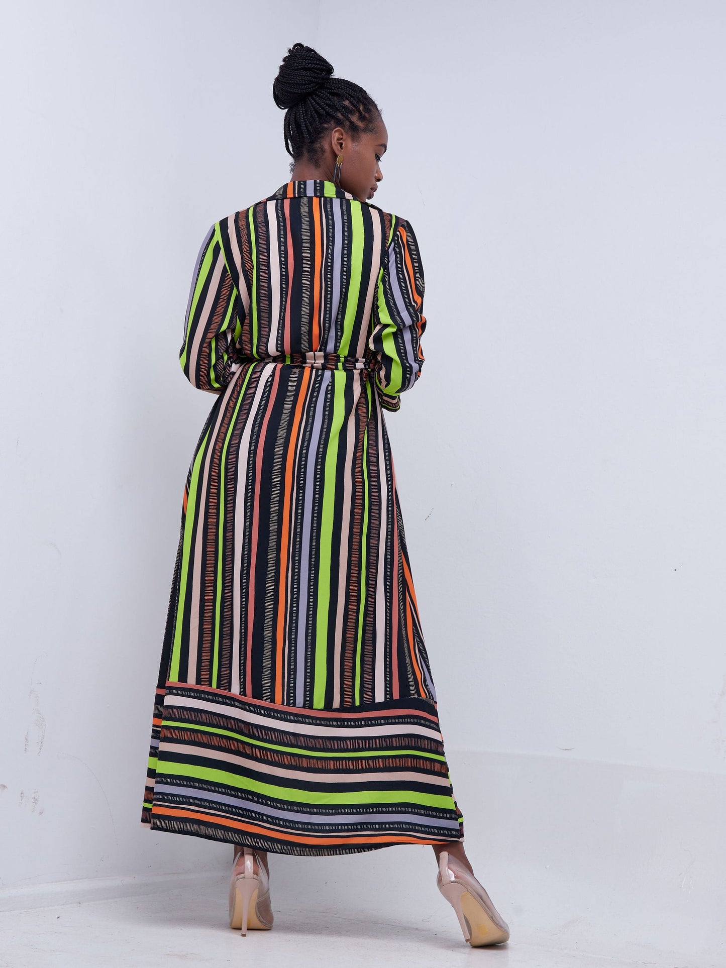 Vivo Mistari Long Sleeve Panelled Kimono - Black / Orange Print