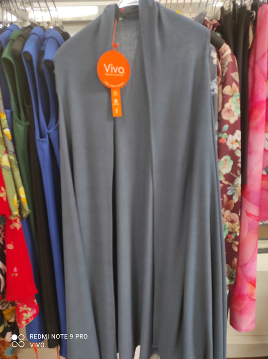 Vivo Basic Sleeveless Cascade Sweater - Navy Blue