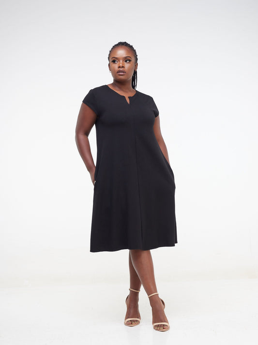 Vivo Pesi Cap Sleeve Tent Dress - Black