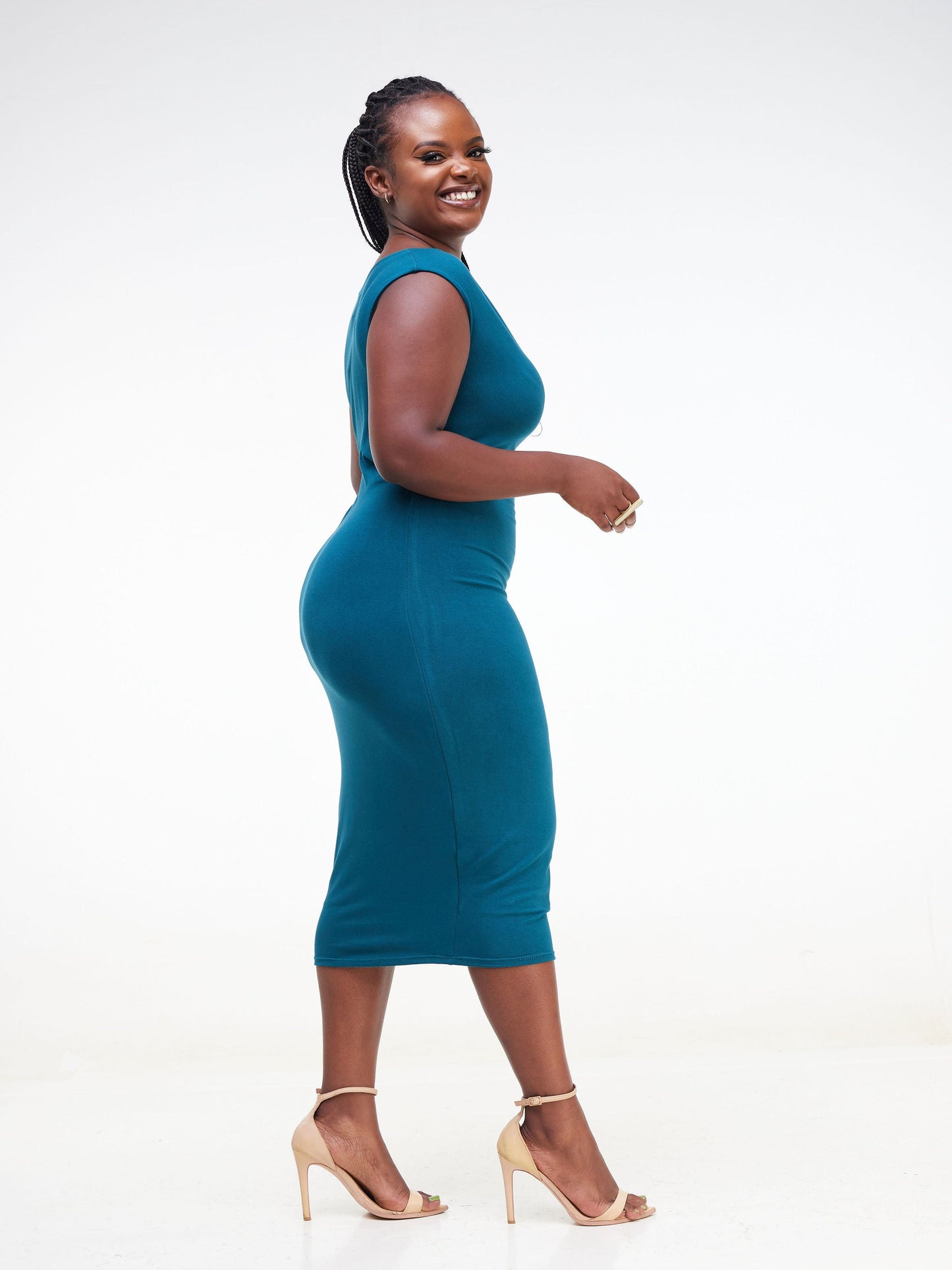 Vivo Basic Double Layered High Cowl Bodycon - Teal