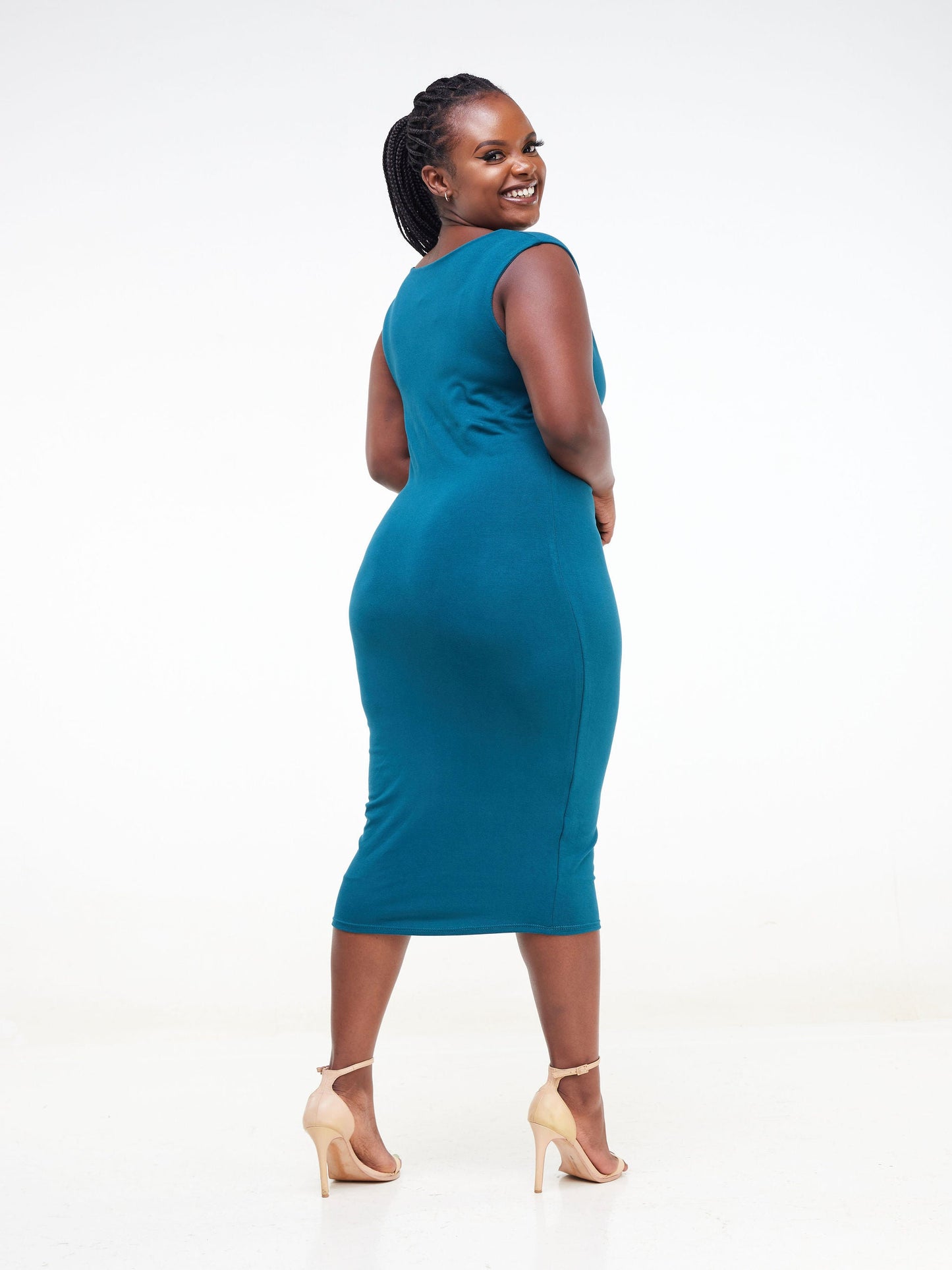 Vivo Basic Double Layered High Cowl Bodycon - Teal