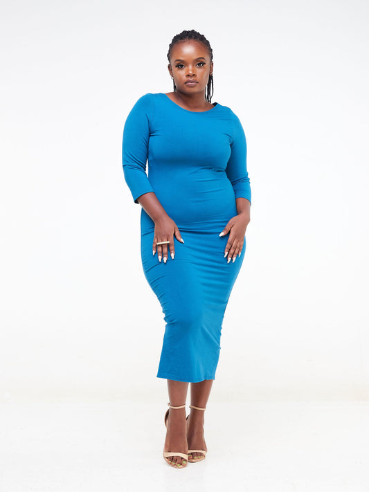 Vivo Basic 3/4 Sleeve Kim Bodycon Dress - Teal