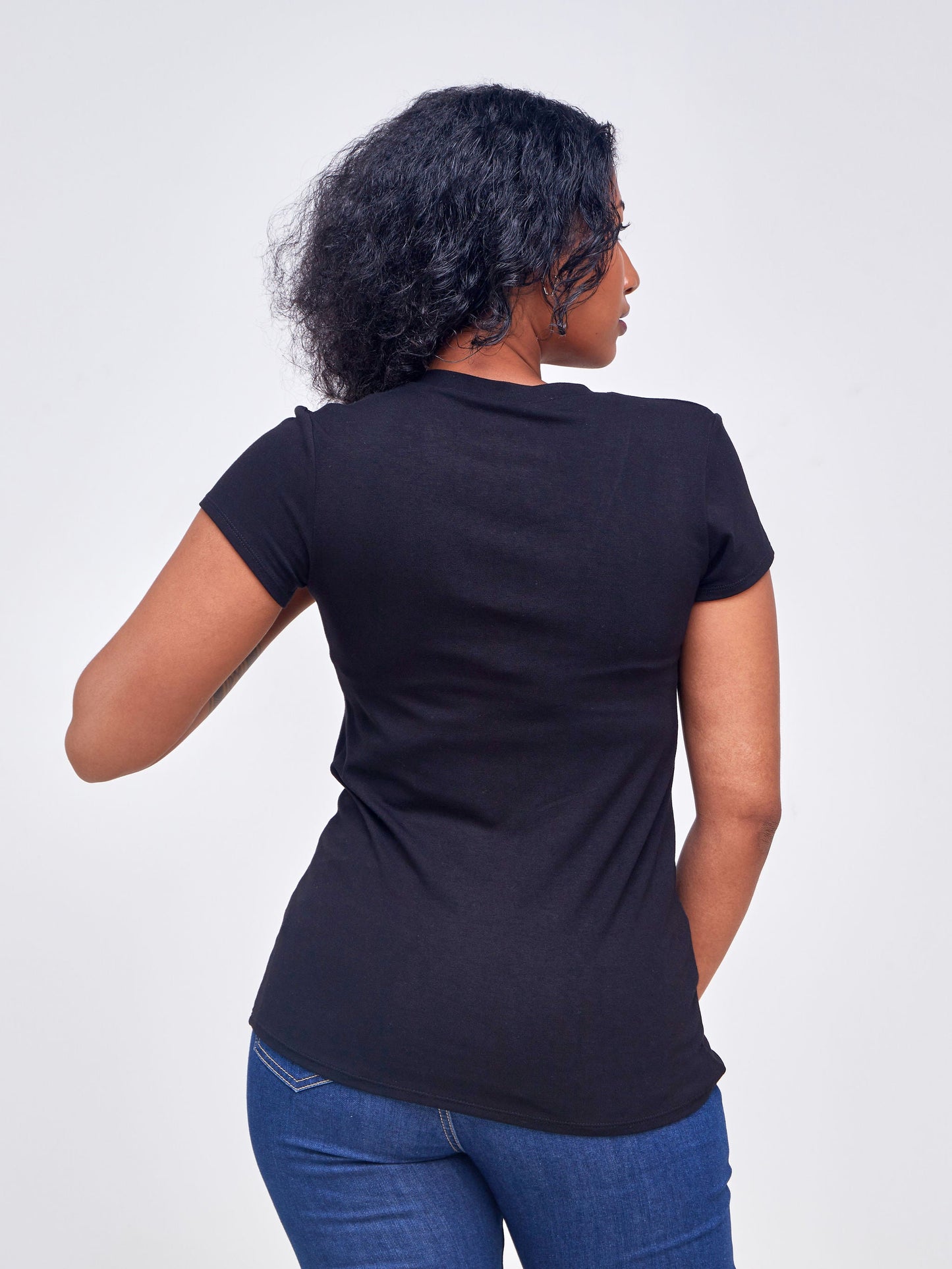 Vivo Basic V-neck Cap Sleeve Top  - Black